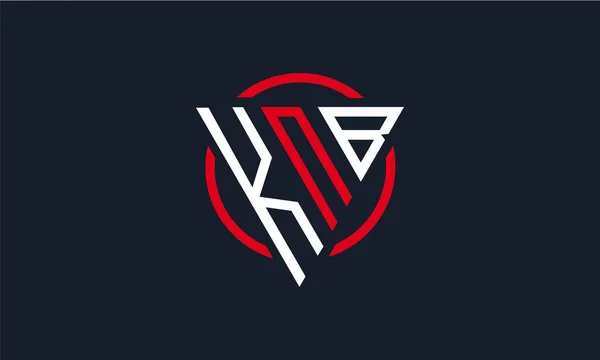 Knb Triángulo Moderno Logo Rojo Blanco Color Oscuro Fondo — Vector de stock