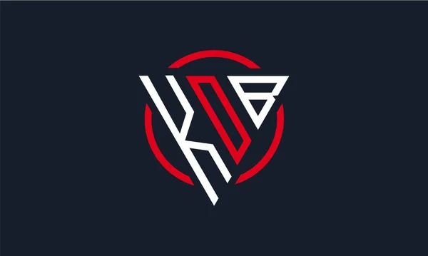 Triangolo Kob Logo Moderno Colore Rosso Bianco Sfondo Nero — Vettoriale Stock