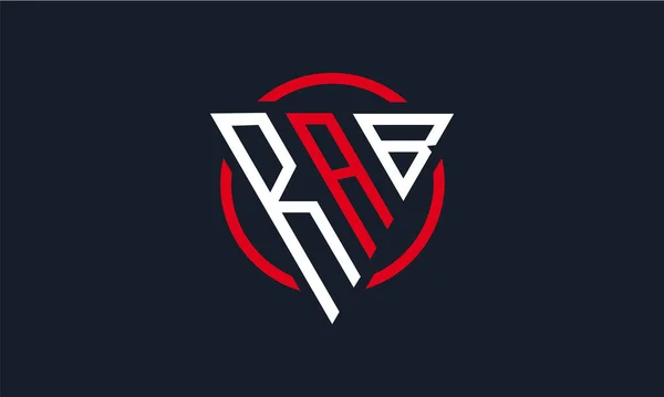 Rab Triangolo Logo Moderno Colore Rosso Bianco Sfondo Nero — Vettoriale Stock