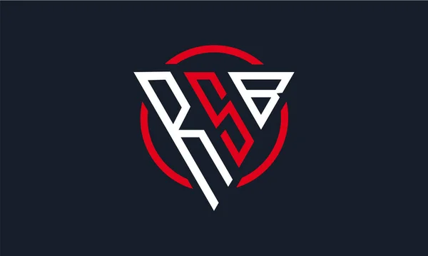 Rsb Τρίγωνο Μοντέρνο Λογότυπο Κόκκινο Και Λευκό Χρώμα Μαύρο Φόντο — Διανυσματικό Αρχείο