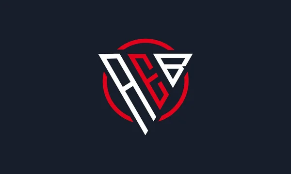 Letra Inicial Aeb Triángulo Monograma Moderno Logo Rojo Negro — Vector de stock