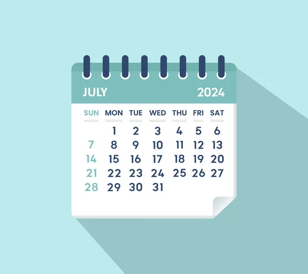 Temmuz 2024 Yaprak Takvimi. Takvim 2024 düz biçimli