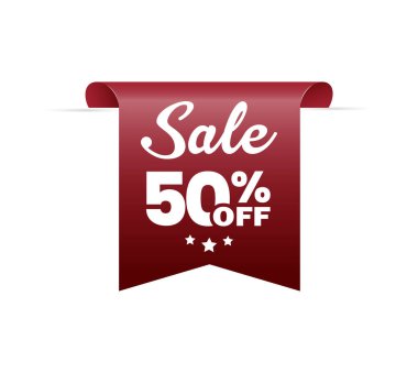 % 50 indirimli etiket vektörü 