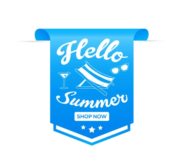 Hello Summer Sale Label Sticker — Stockový vektor
