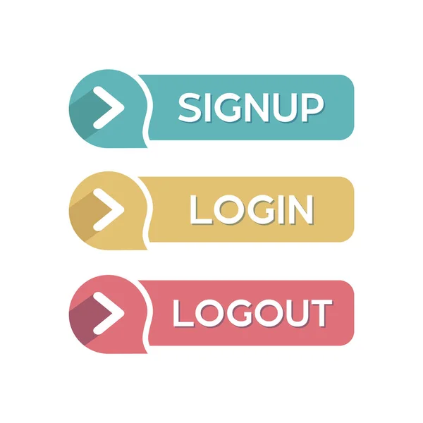 Botões Inscrição Login Logout — Vetor de Stock