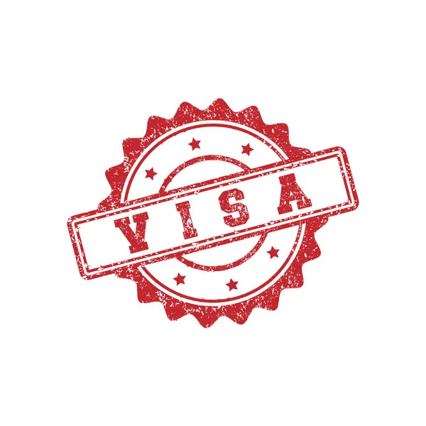Visa Rubber Stempel Met Grunge Stijl Geïsoleerd Transparante Grid Achtergronden — Stockvector