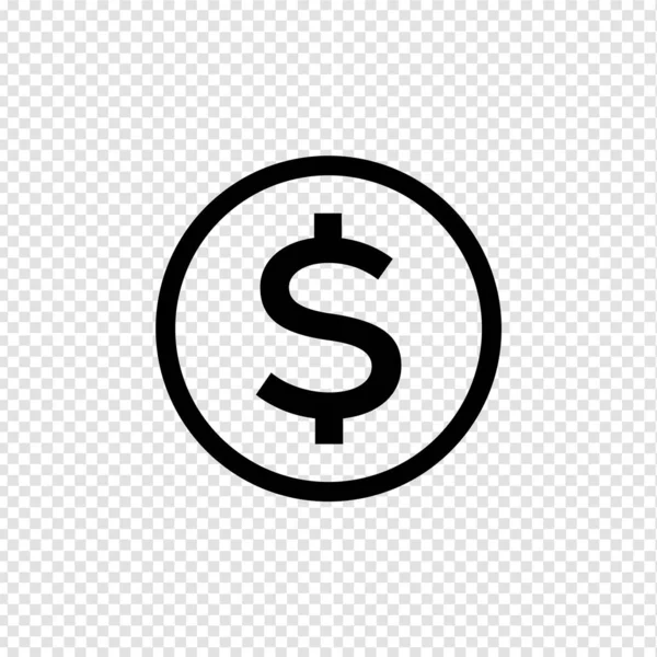 Money Dollar Internet Flat Icon Symbol Isolated Transparent Grid Background — Stock Vector
