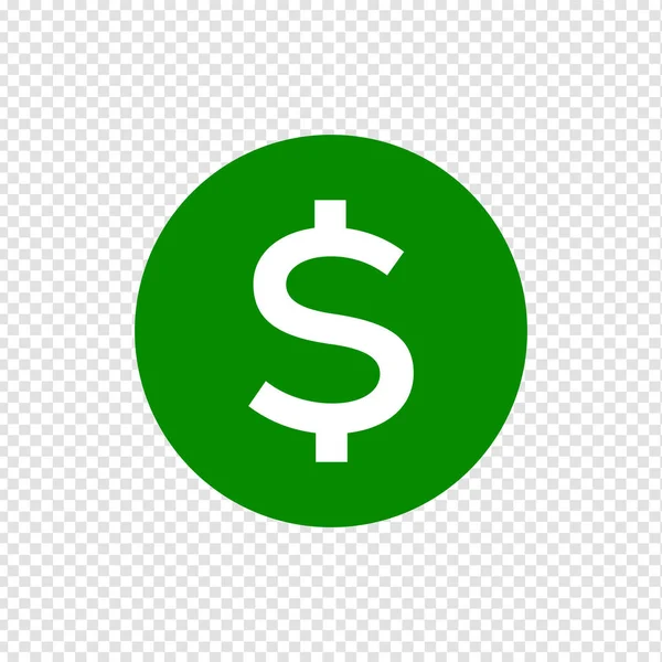 Dinheiro Dólar Internet Ícone Plana Símbolo Isolado Fundos Grade Transparente — Vetor de Stock
