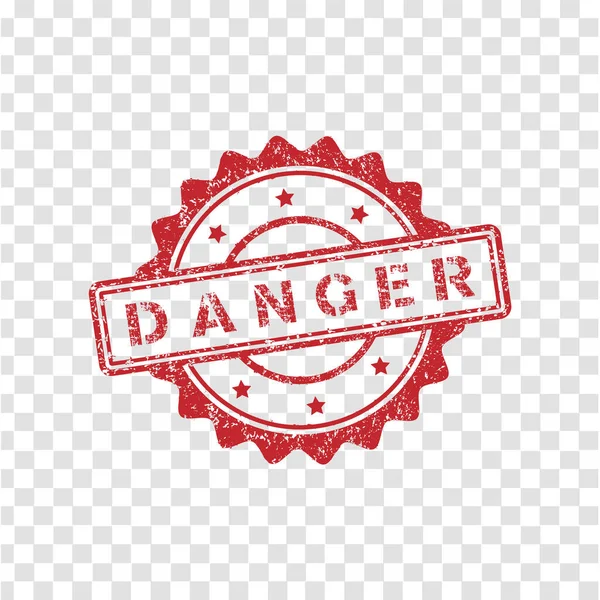 Danger Rubber Stamp Grunge Style Transparent Grid Background — Stock Vector