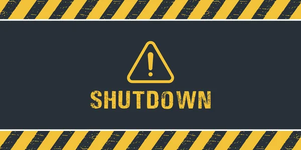 Shutdown Yellow Black Color Line Striped Label Warning Sign Yellow — Stock Vector