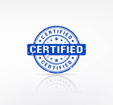 Onaylı pul. Sertifikalı grunge vintage tabelası. Onaylanmış kauçuk damga.