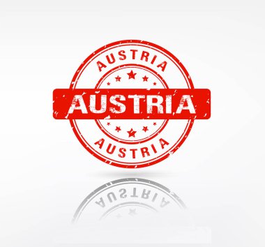 AUSTRIA damgası. Rüşvet beyaz arka planda lastik damga grunge