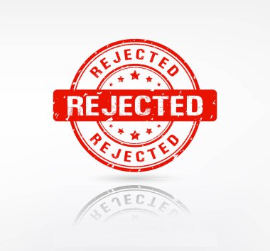 Reddedilmiş pul. Beyaz arka planda reddedilmiş grunge kauçuk damgası