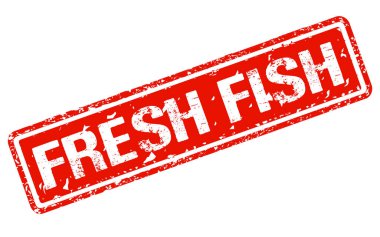 Taze balık pulu. Kırmızı dikdörtgen grunge damga vektörü 