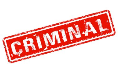 Suç damgası. Kırmızı dikdörtgen grunge damga vektörü 