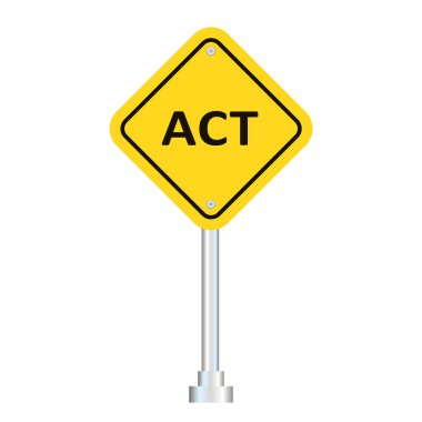 Sarı Ulaşım Eylem Yol İşareti Beyaz arkaplanda izole edildi