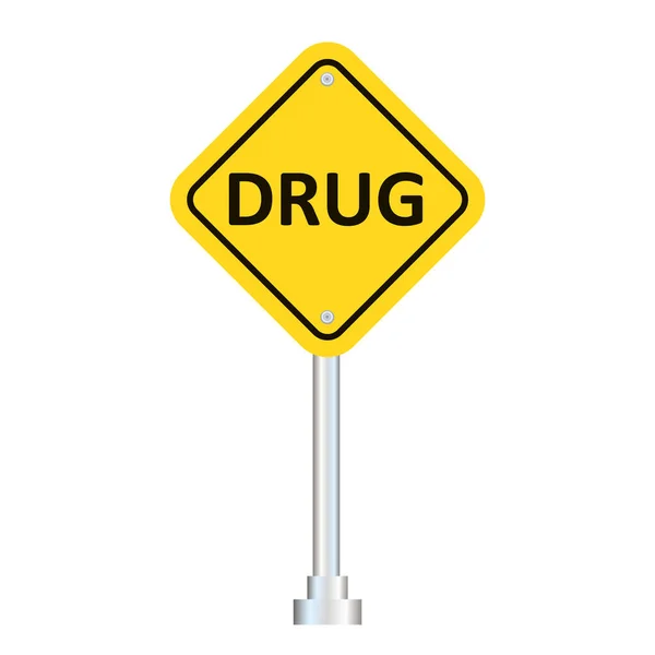 Yellow Transportation Drug Road Sign Isolated White Background — Stock Vector