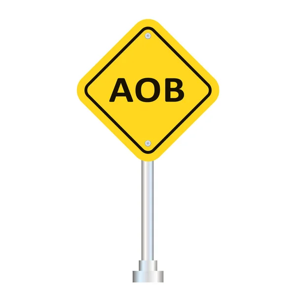 Yellow Transportation Aob Road Sign Isolated White Background — Stock Vector