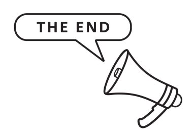  Kelimesi kelimesine konuşma baloncuğu olan megafon The End.