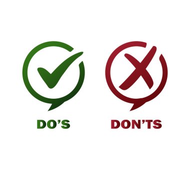 Yapılacak ve Yapılmayacak simgesi denetimi negatif pozitif liste doğru gibi ve sevilmeyen logo