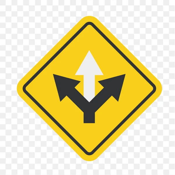 Kreuzungskurve Warnschild Verkehrszeichen Verkehrszeichen Baustellensymbol Transparenter Gitterhintergrund — Stockvektor