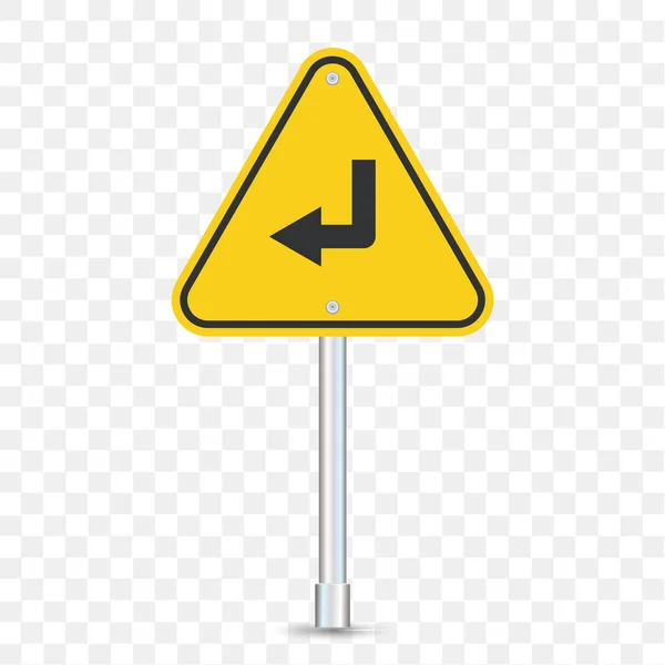 Road Sign Arrow Traffic Sign Roadworks Symbol Transparent Grid Background — Stock Vector