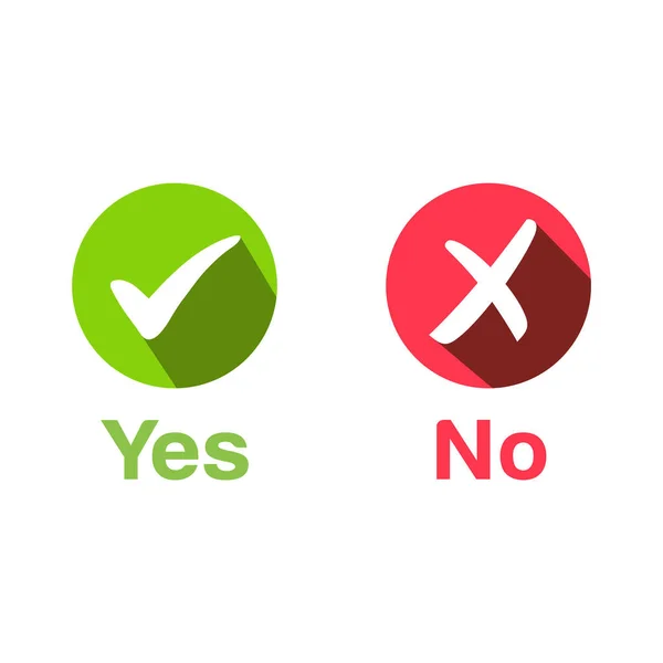 Yes Icons Check Mark Cross Dislike Symbols Positive Negative Signs — Stock Vector