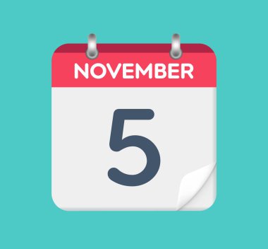  5 Kasım. Takvim tarihi. Takvimin bir yaprağı.