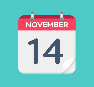  14 Kasım. Takvim tarihi. Takvimin bir yaprağı.