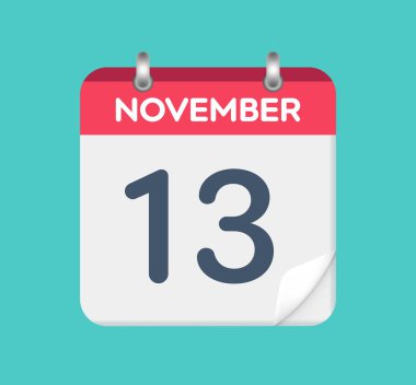  13 Kasım. Takvim tarihi. Takvimin bir yaprağı.