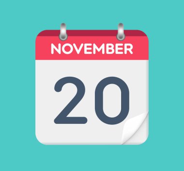  20 Kasım. Takvim tarihi. Takvimin bir yaprağı.