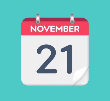  21 Kasım. Takvim tarihi. Takvimin bir yaprağı.