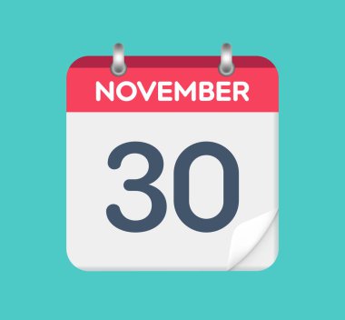  30 Kasım. Takvim tarihi. Takvimin bir yaprağı.