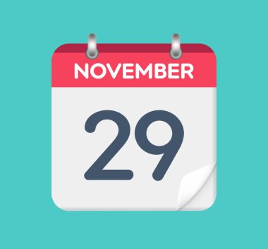  29 Kasım. Takvim tarihi. Takvimin bir yaprağı.