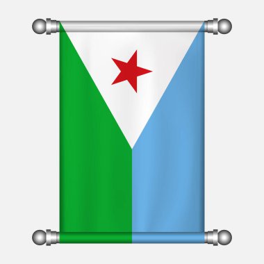 DJIBOUTI flamasının gerçekçi asma bayrağı.