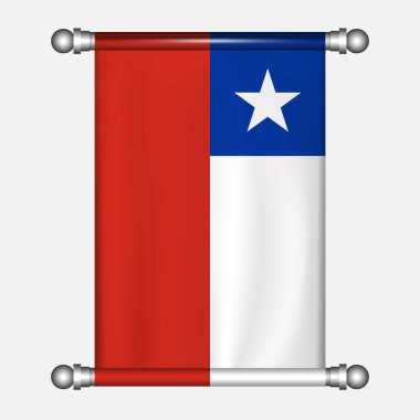 Şili flamasının gerçekçi asma bayrağı