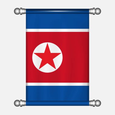 NORTH KOREA flamasının gerçekçi asılı bayrağı