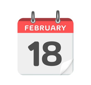 17 Şubat. Beyaz arkaplanda takvim simgesi. 