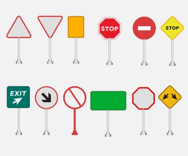 Set of traffic signs isolated clipart