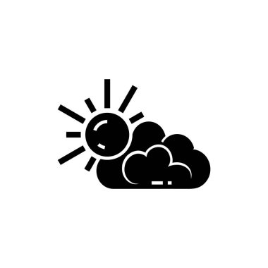Güneşli hava ikonu. Bulut ve güneş. Kara hava