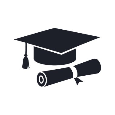 Dark blue graduation cap silhouette icon representing academic achievement