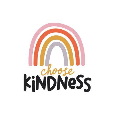 Renkli boho gökkuşağı resimli İyilik tipografisini seç