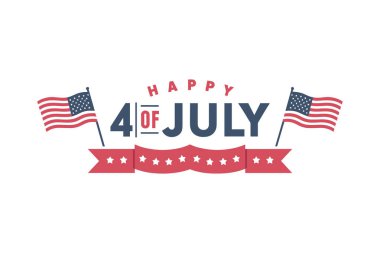 Bağımsızlık Günü için Amerikan bayrakları ve yıldızlarıyla 4 Temmuz tipografiniz kutlu olsun.