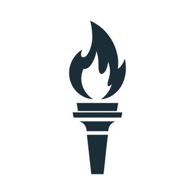 Zafer ve özgürlük kavramını simgeleyen alevli siyah meşale silueti.