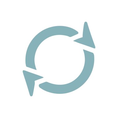 Tazeleme ve döngü konseptini temsil eden mavi dairesel ok yeniden yükleme simgesi