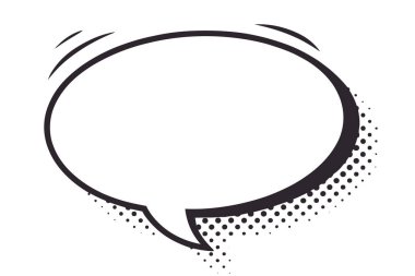 Retro pop art comic speech bubble with halftone shadow for dialogue text