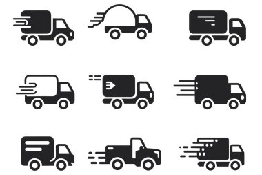 Teslimat. Sevkiyat simgesi. Lojistik vektör. kargo kamyonu