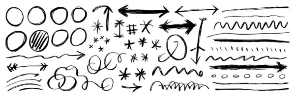 Grunge karaladı. Eskiz öğeleri. Soyut Doodle Fırça Vuruşları