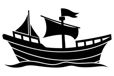 Yelkenli gemi. Gemi silueti. eski tekne