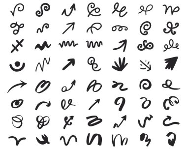 El çizimi siyah oklar ve karalamalar.